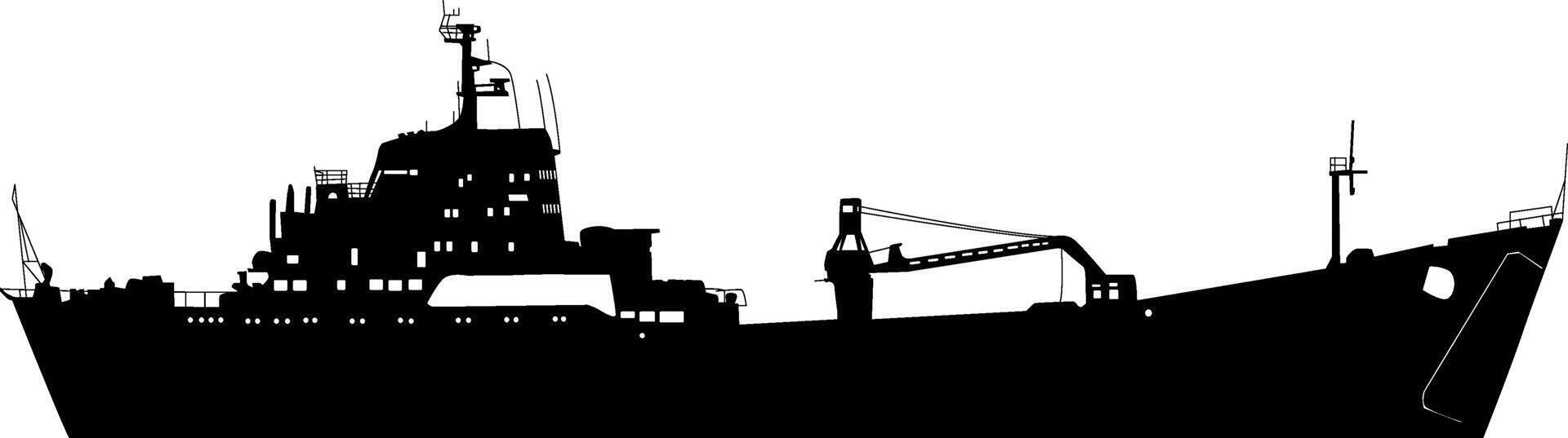 Silhouette on a white background of a ship military destroyer vector