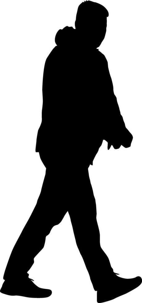 Silhouette on white background of a man people on a walk. vector