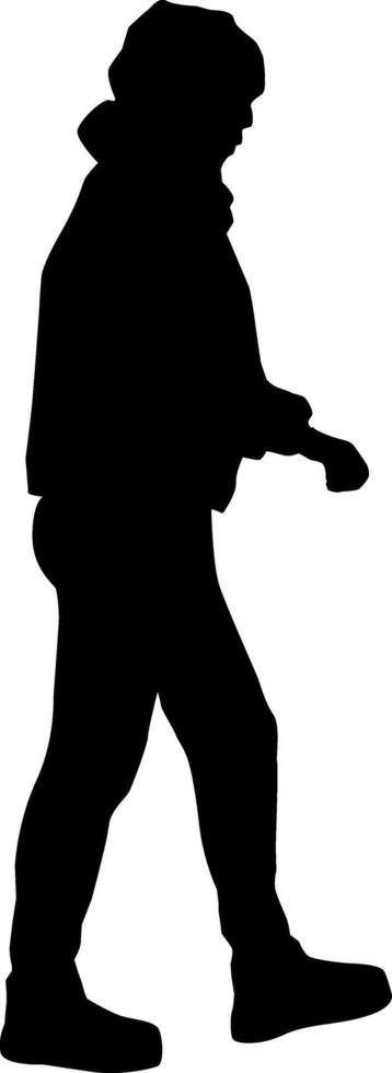 Silhouette of a woman with her hand outstretched on a white background vector