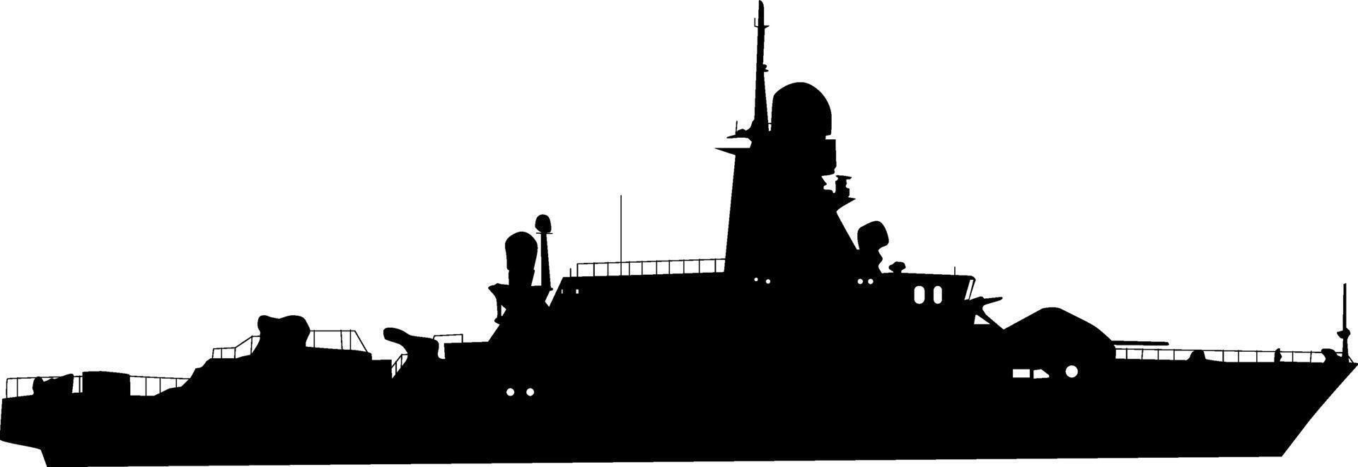 Silhouette on a white background of a ship military destroyer. vector