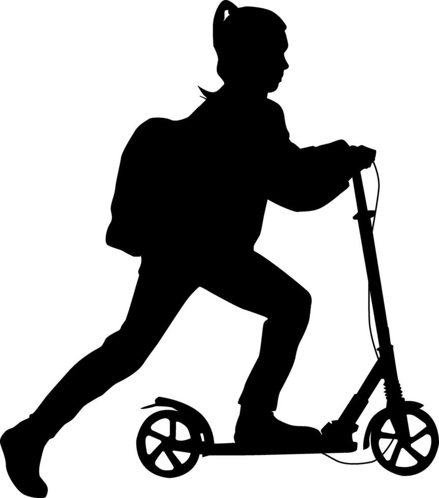 Silhouette a white background of a people on electric scooter. vector