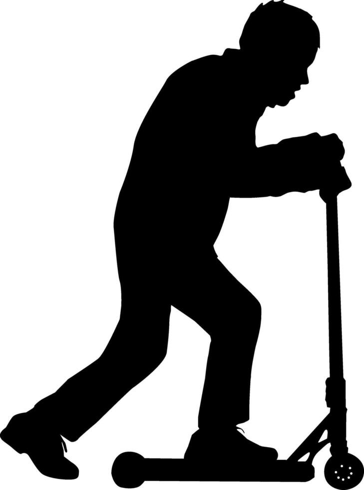 Silhouette on white background of a people on electric scooter vector