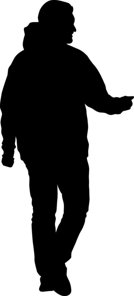 Silhouette on a white background of man people on a walk. vector