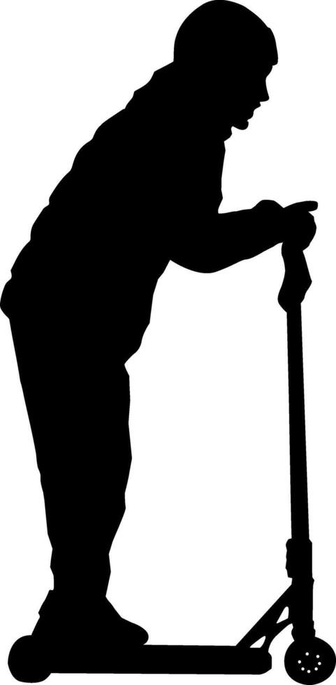 Silhouette on white background of people on electric scooter vector