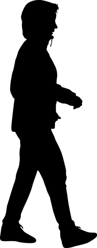 Silhouette on a white background of a woman on a walk. vector