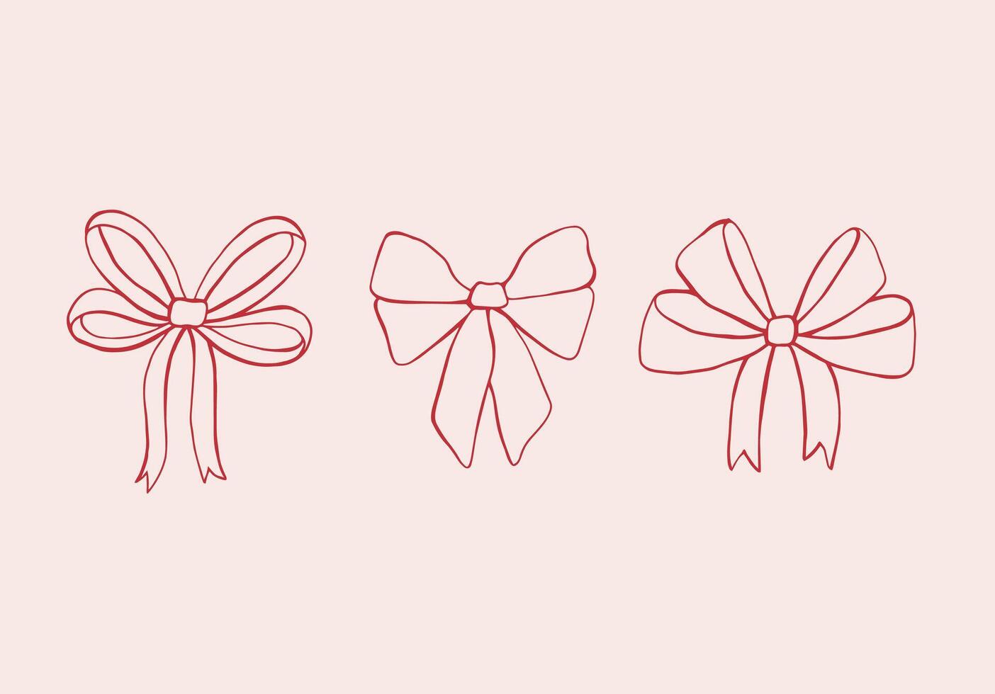 Cherry bow whimsical hand drawn illustration set vector