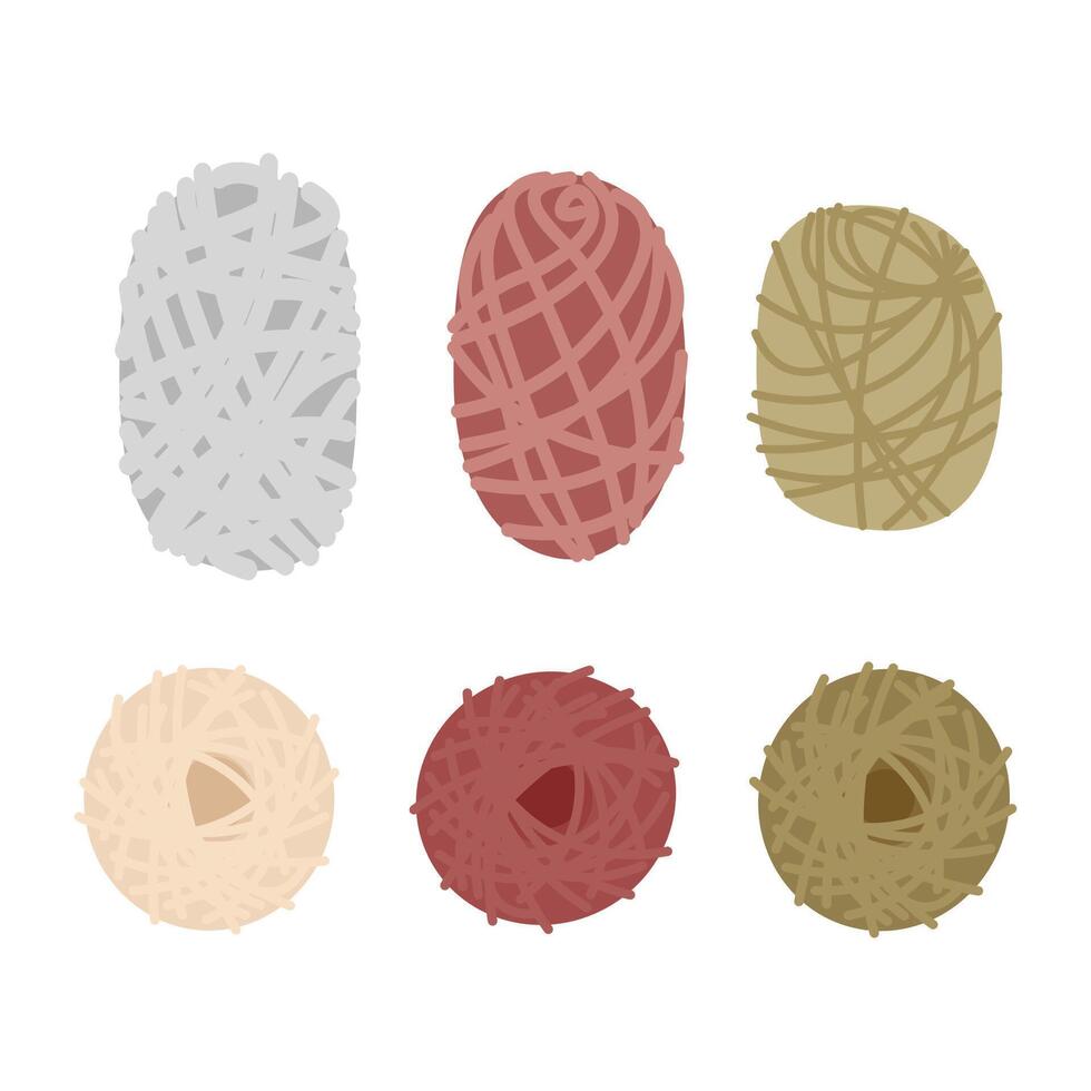 A set of different types of yarn balls vector