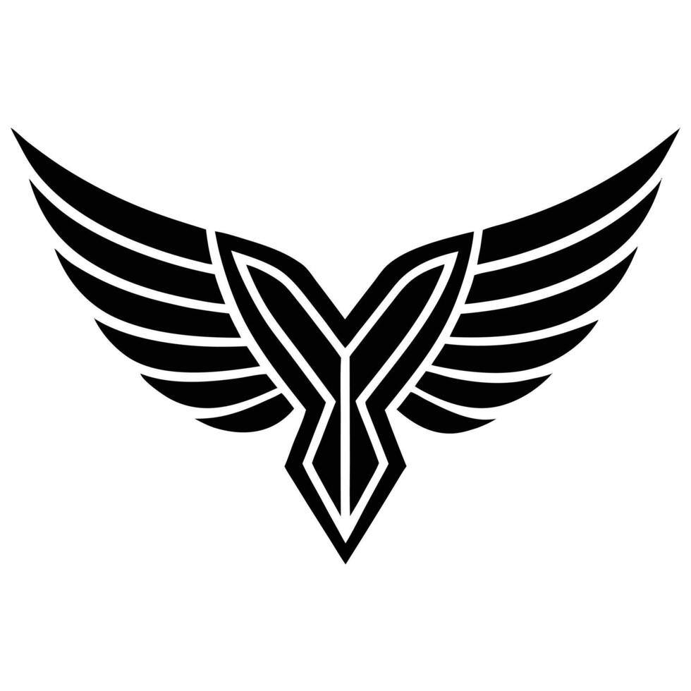 Abstract Wing Design Black Silhouette On White vector