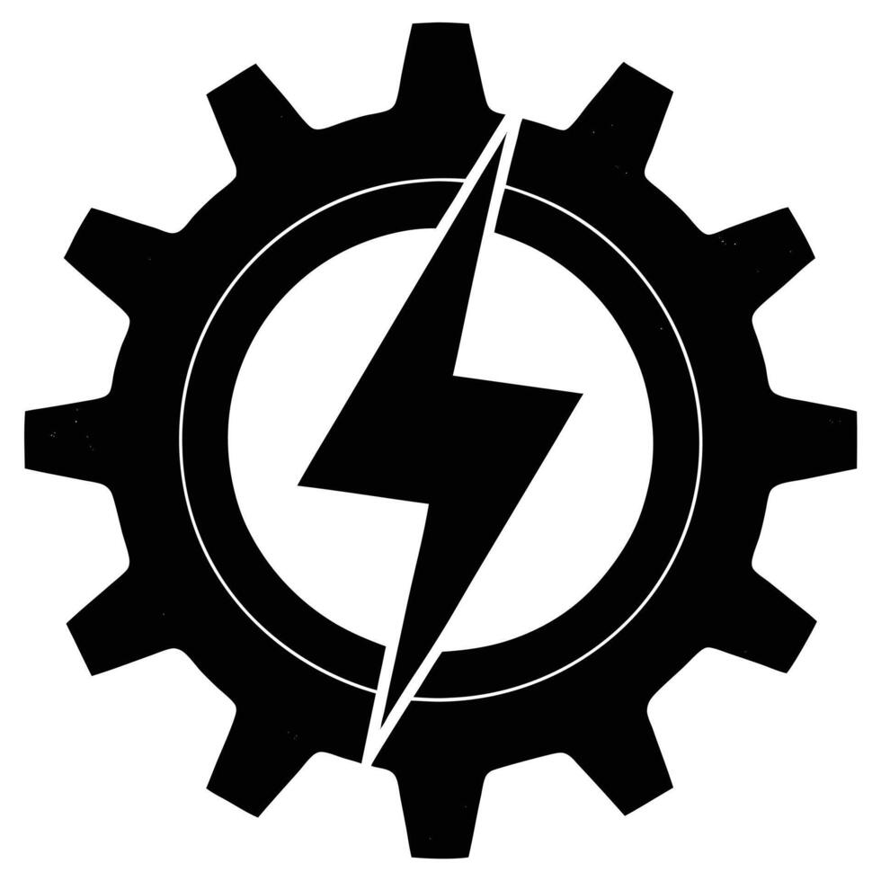 Black Gear Lightning Bolt Energy Icon Illustration vector