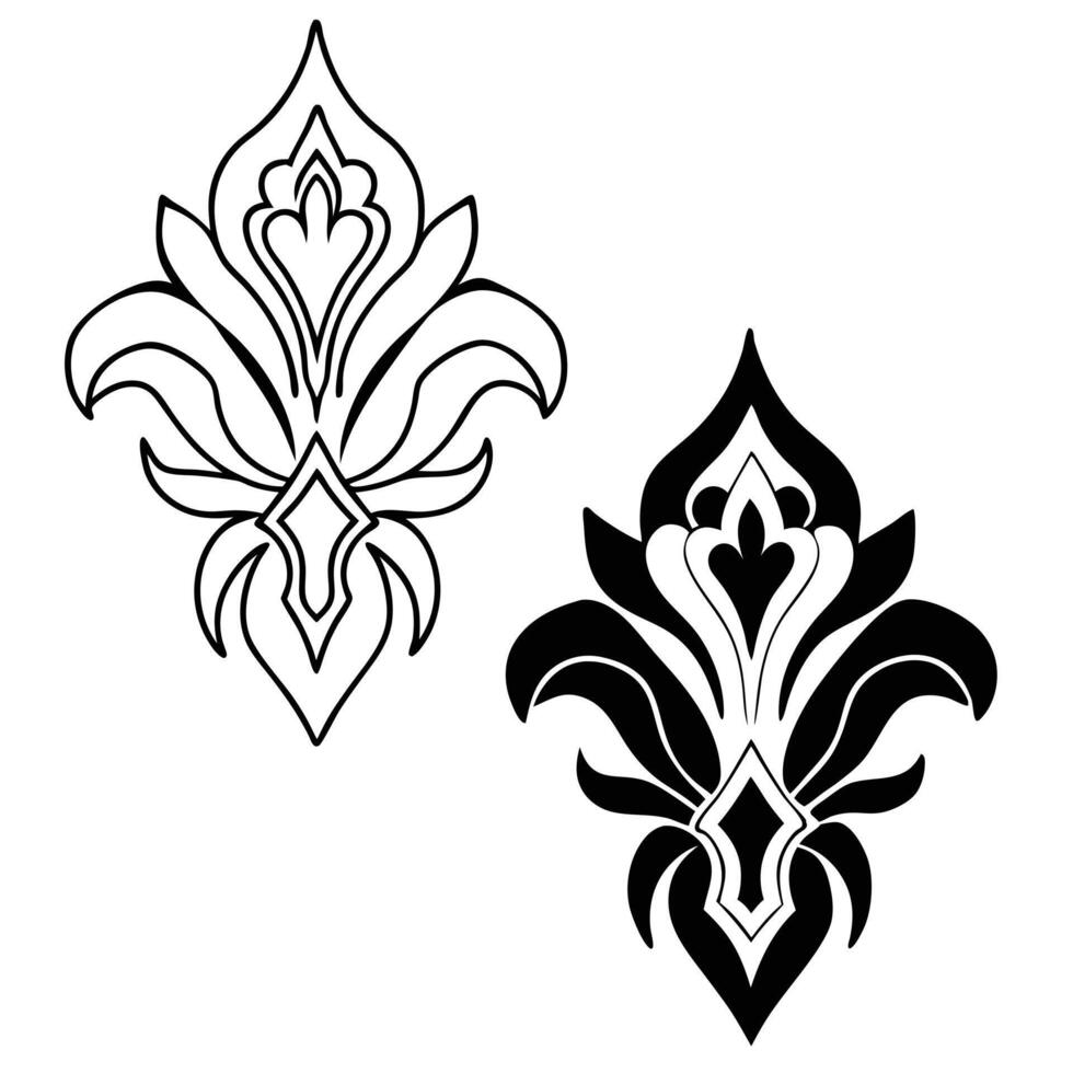Elegant Floral Damask Pattern Black And White vector