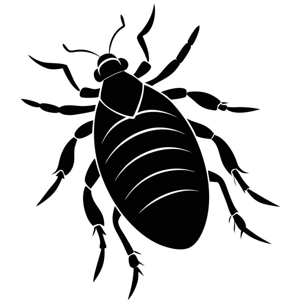 Black Silhouette Illustration Of A Bed Bug Insect vector