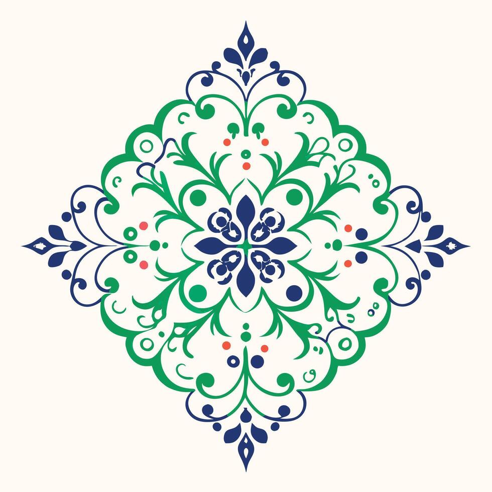 Ornamental Floral Pattern In Diamond Shape Design vector