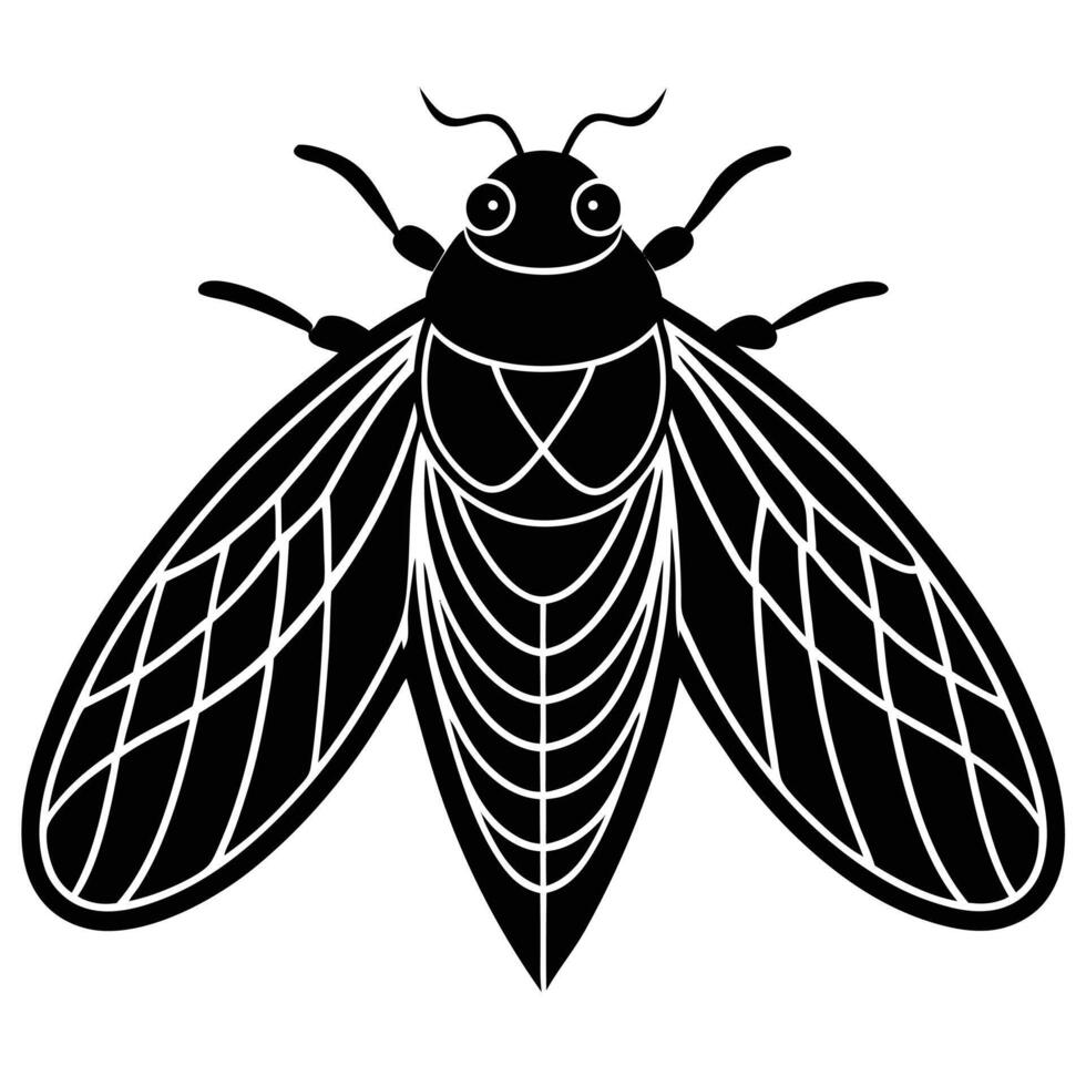 Black And White Cicada Insect Minimal Illustration vector