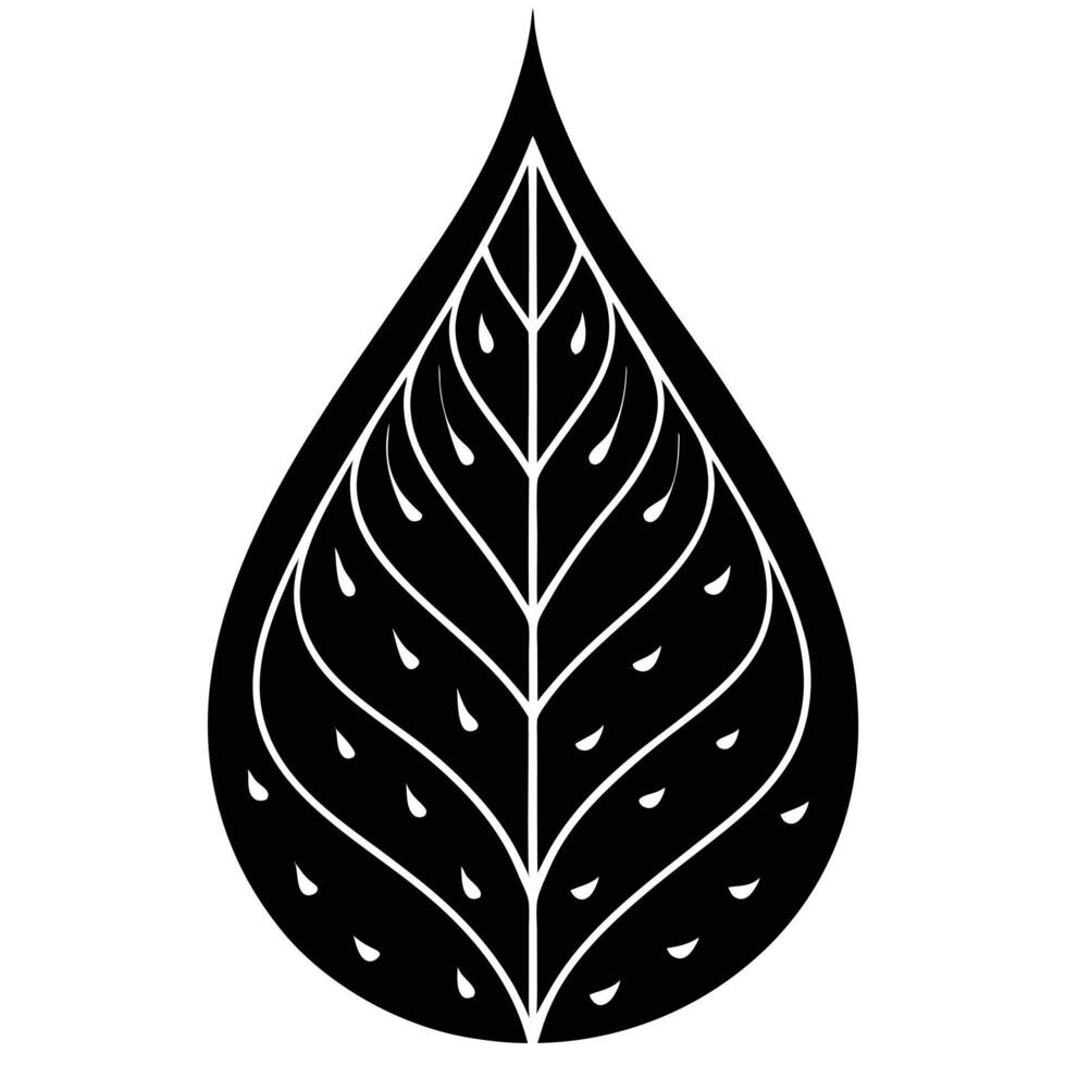 Stylized Leaf Icon Black And White Graphic vector