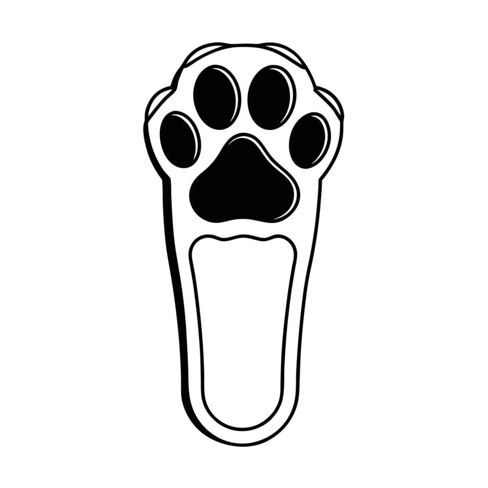 Cat Paw Print Outline On Slipper Cartoon Icon vector