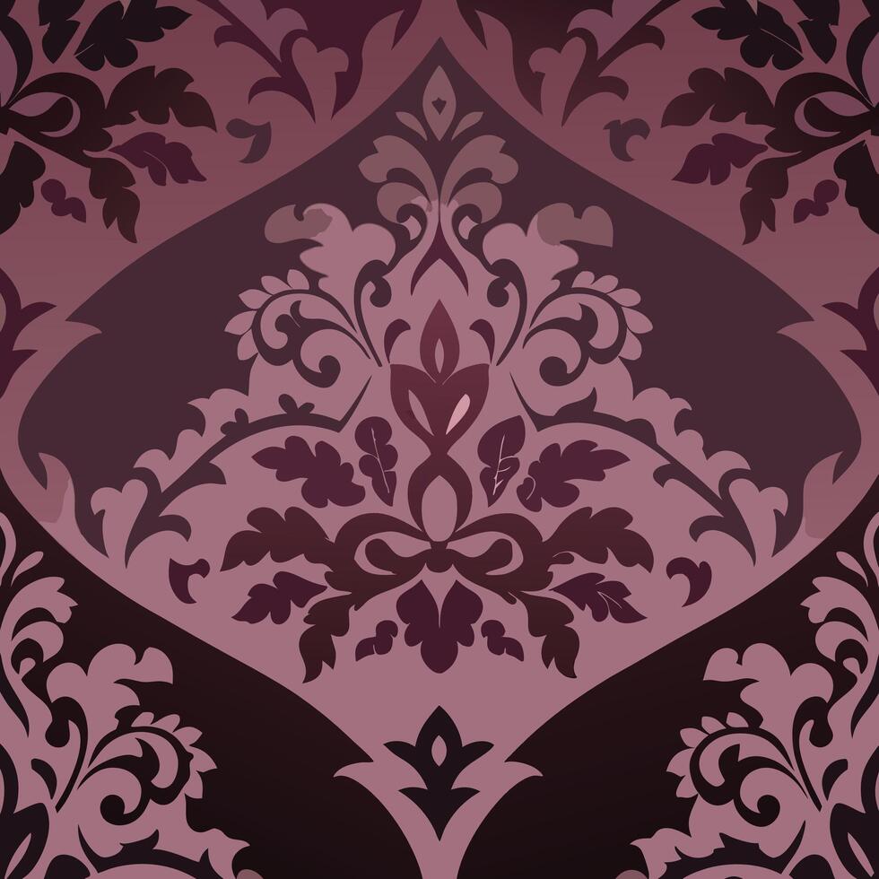 Elegant Plum Damask Seamless Pattern Repeat Design vector