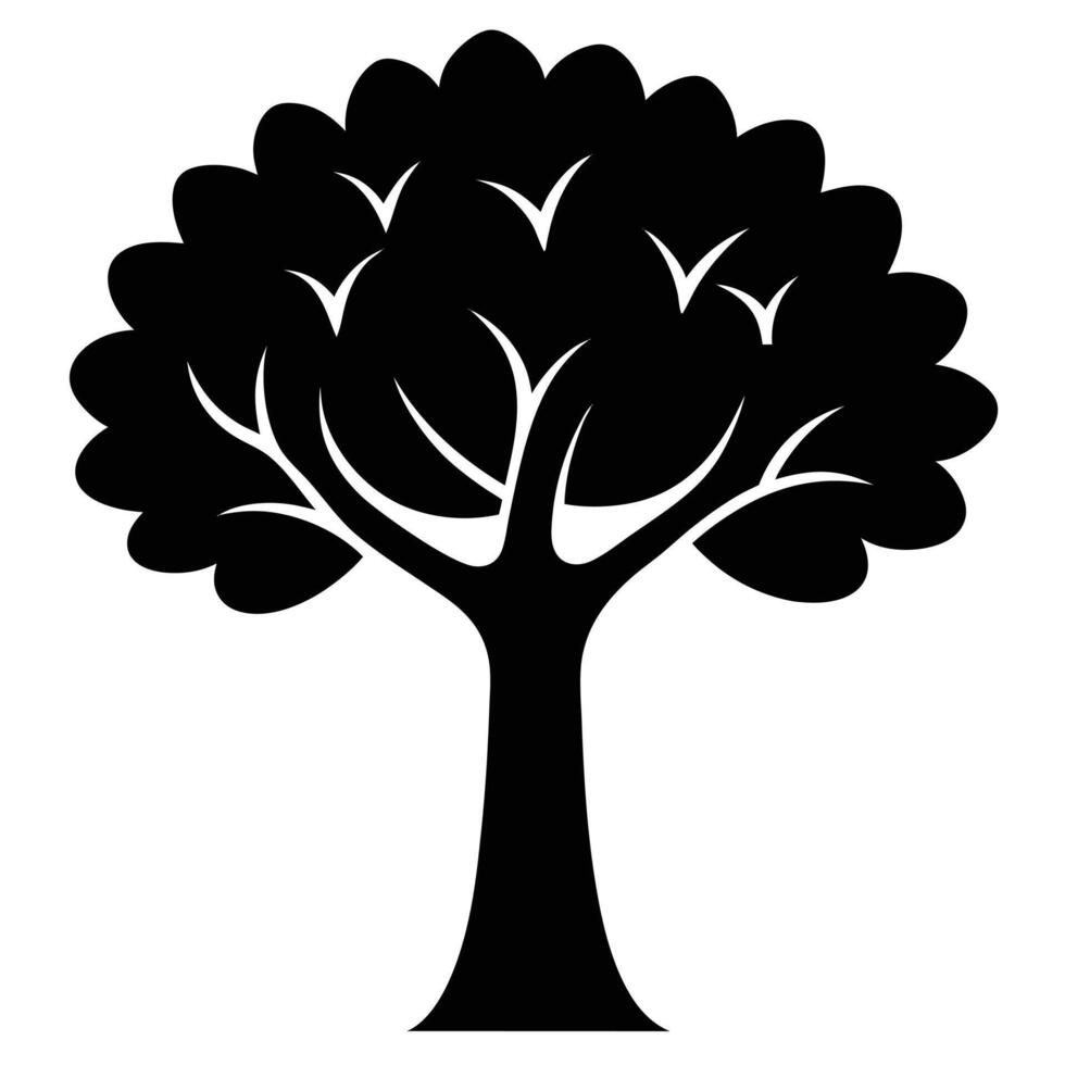 Silhouette Of A Tree With Birds Flying vector