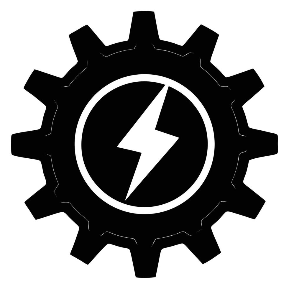 Black Gear And White Lightning Bolt Design vector