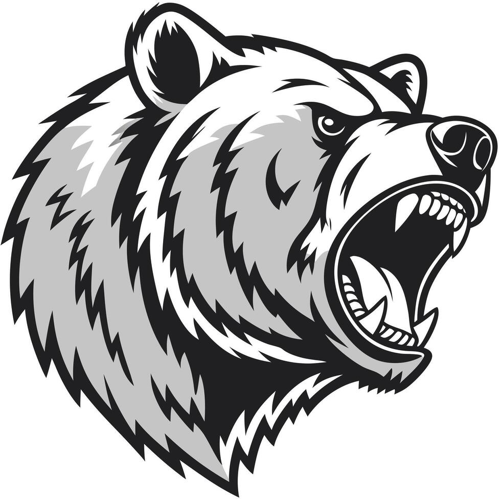 Roaring Bear Head Illustration Graphic Design Template vector