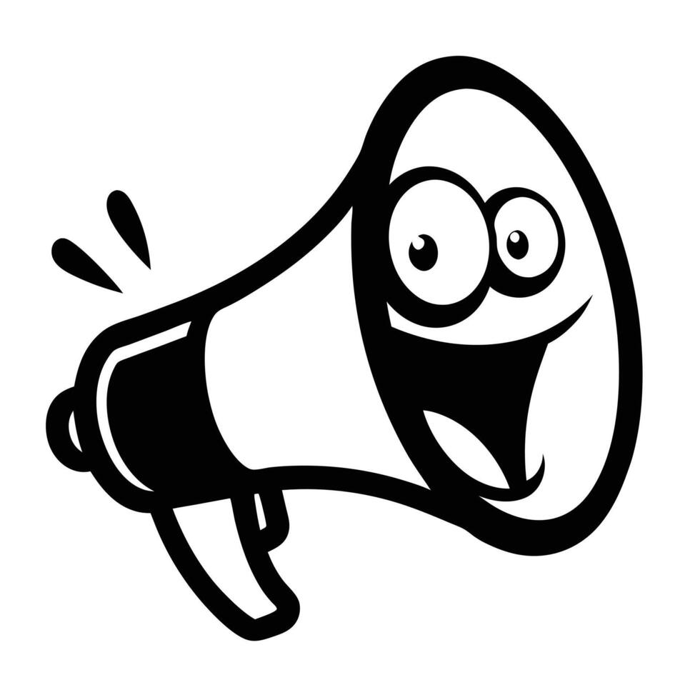 Cartoon Loudspeaker With Face Icon Illustration vector