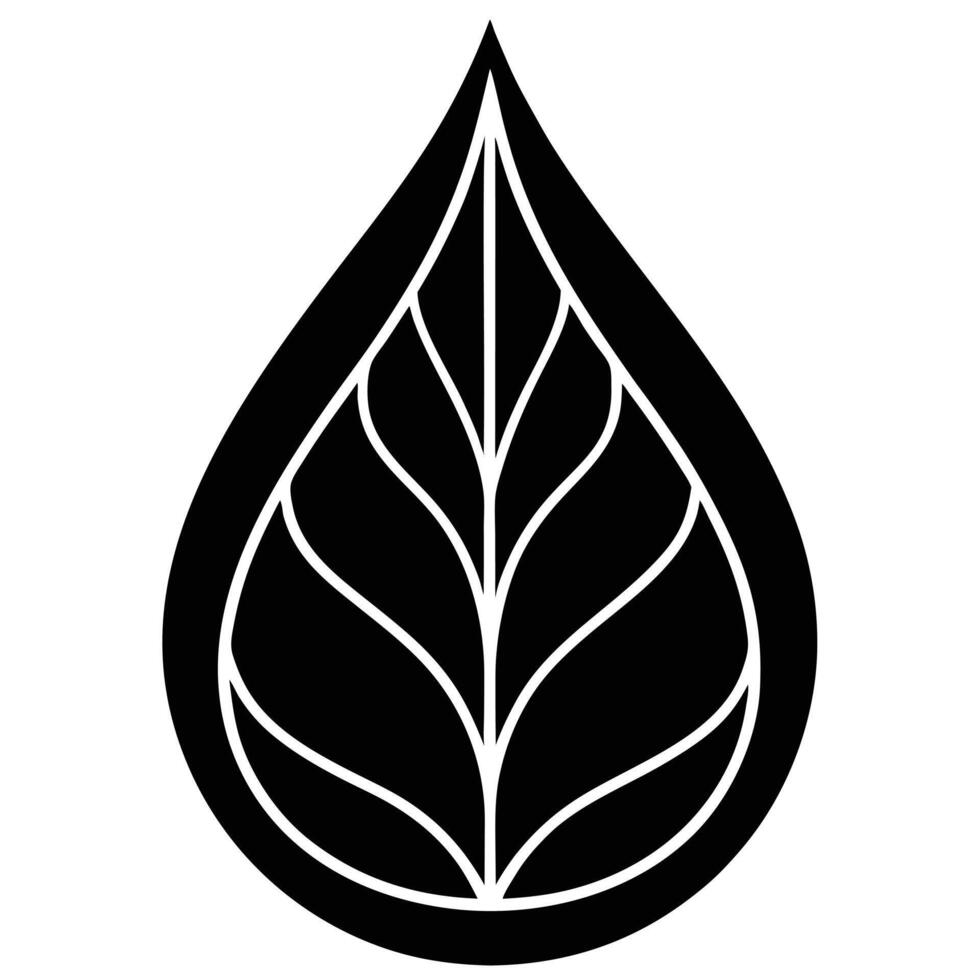 Abstract Plant Leaf Design In Black And White vector