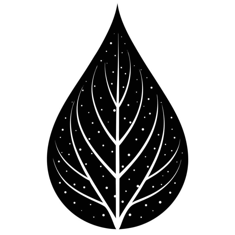 Stylized Black Leaf With White Veins And Dots vector