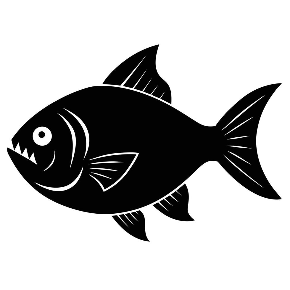 Piranha Fish Silhouette Image With Sharp Teeth vector