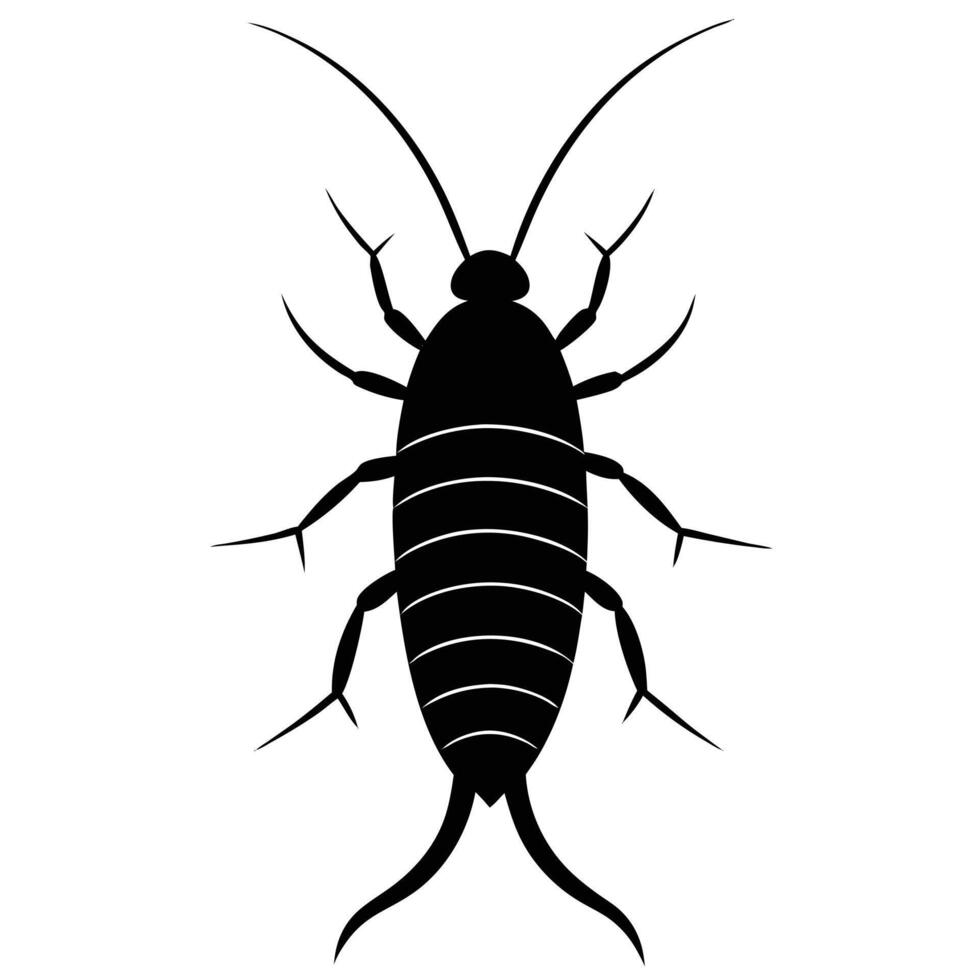 Silverfish Insect Pest Control Graphic Illustration Silhouette vector