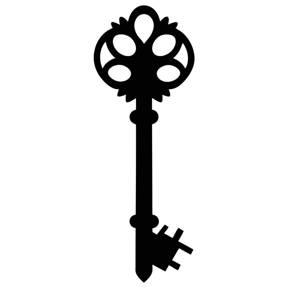 Ornate Black Key Graphic Silhouette Isolated Element vector