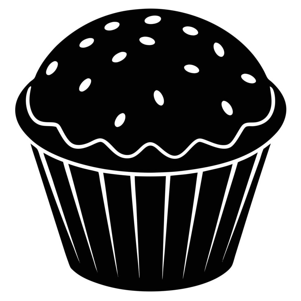 Black Cupcake With White Sprinkles In Format vector