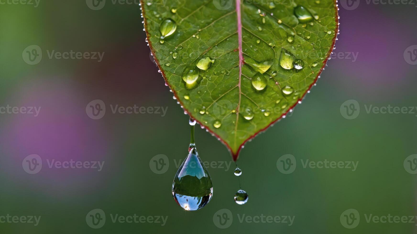 A close-up of a green leaf with water droplets, highlighting nature's beauty and detail. photo