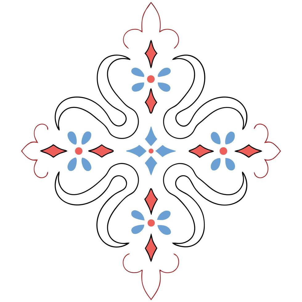 Decorative Floral Ornament With Diamond Shapes Design vector