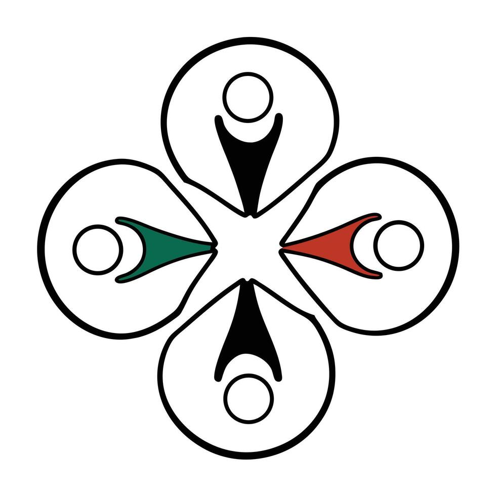 People Connected Flower Pattern Graphic Symbol Design Element vector