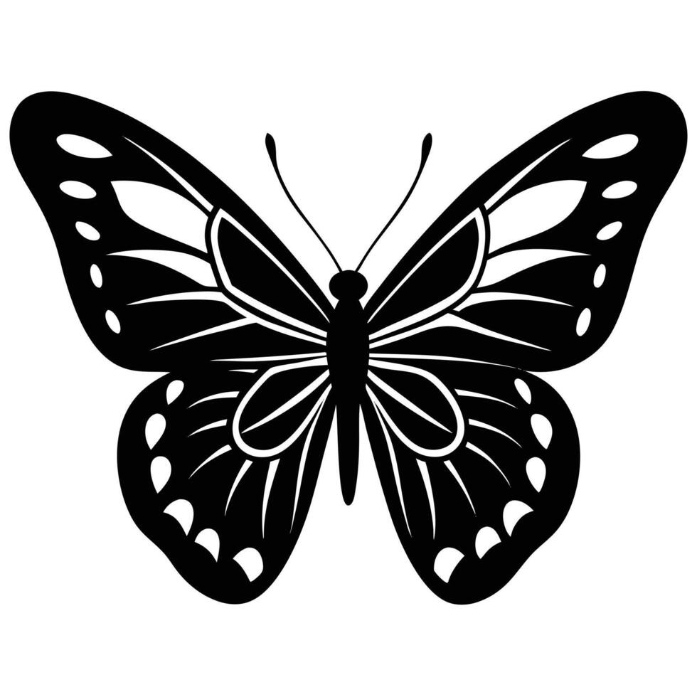 Black And White Detailed Butterfly Illustration Design vector