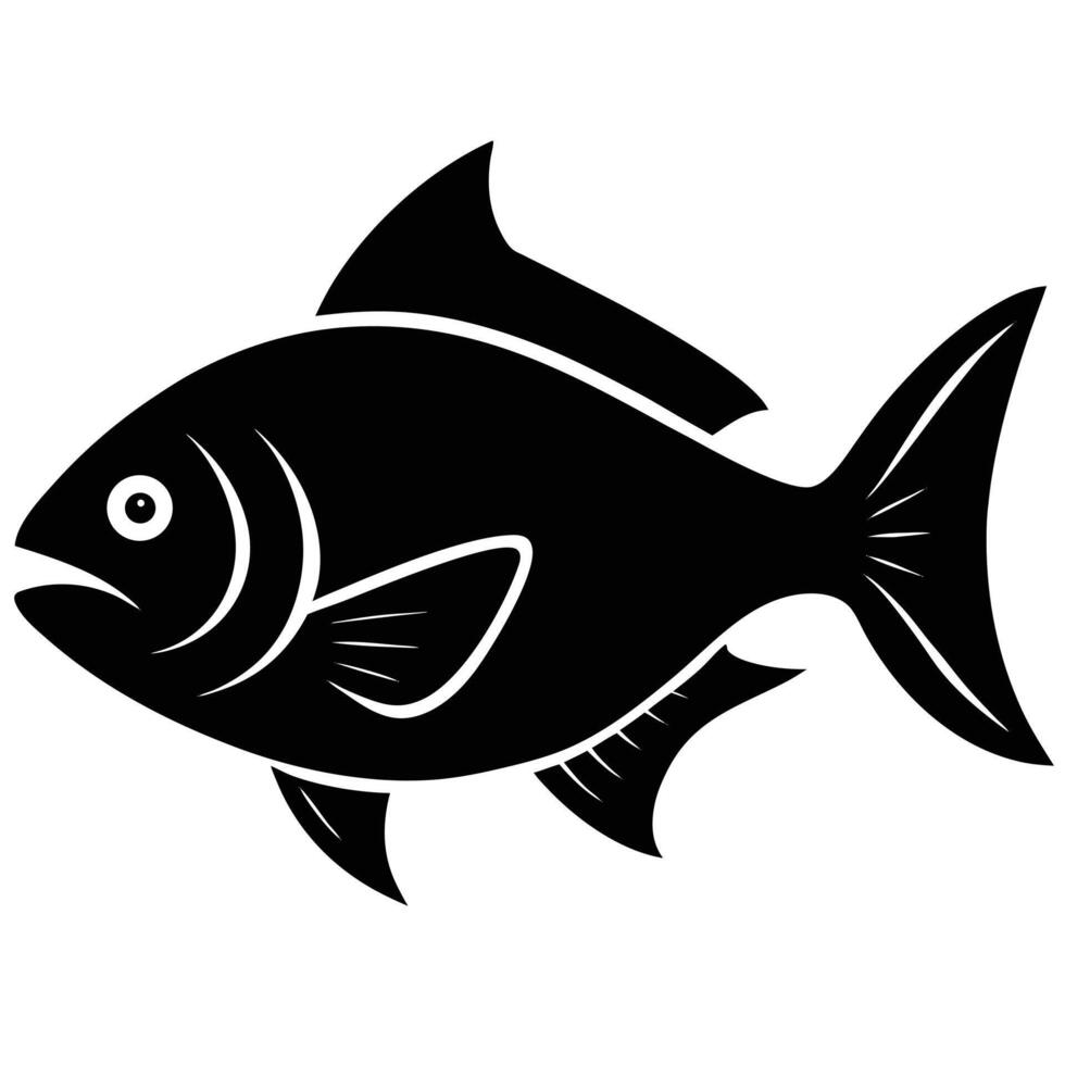Fish Black And White Graphic Marine Life vector