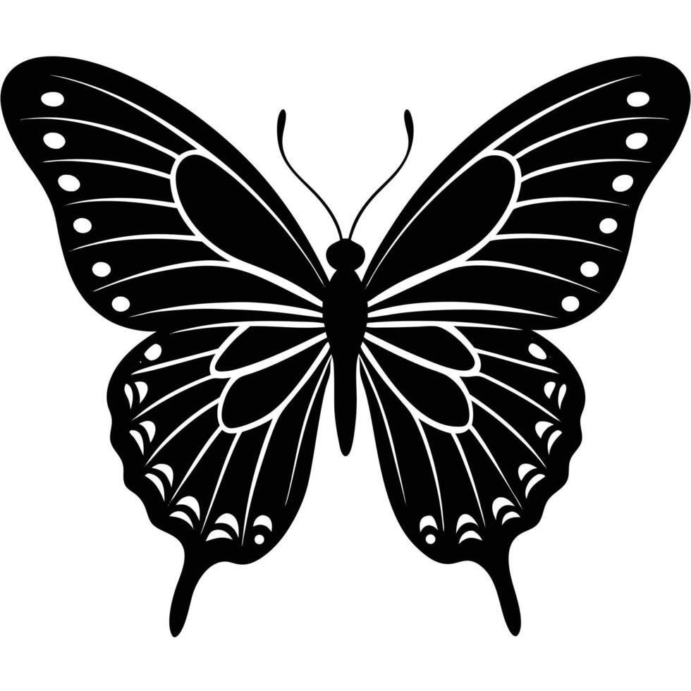 Butterfly Silhouette Graphic Illustration Black And White vector