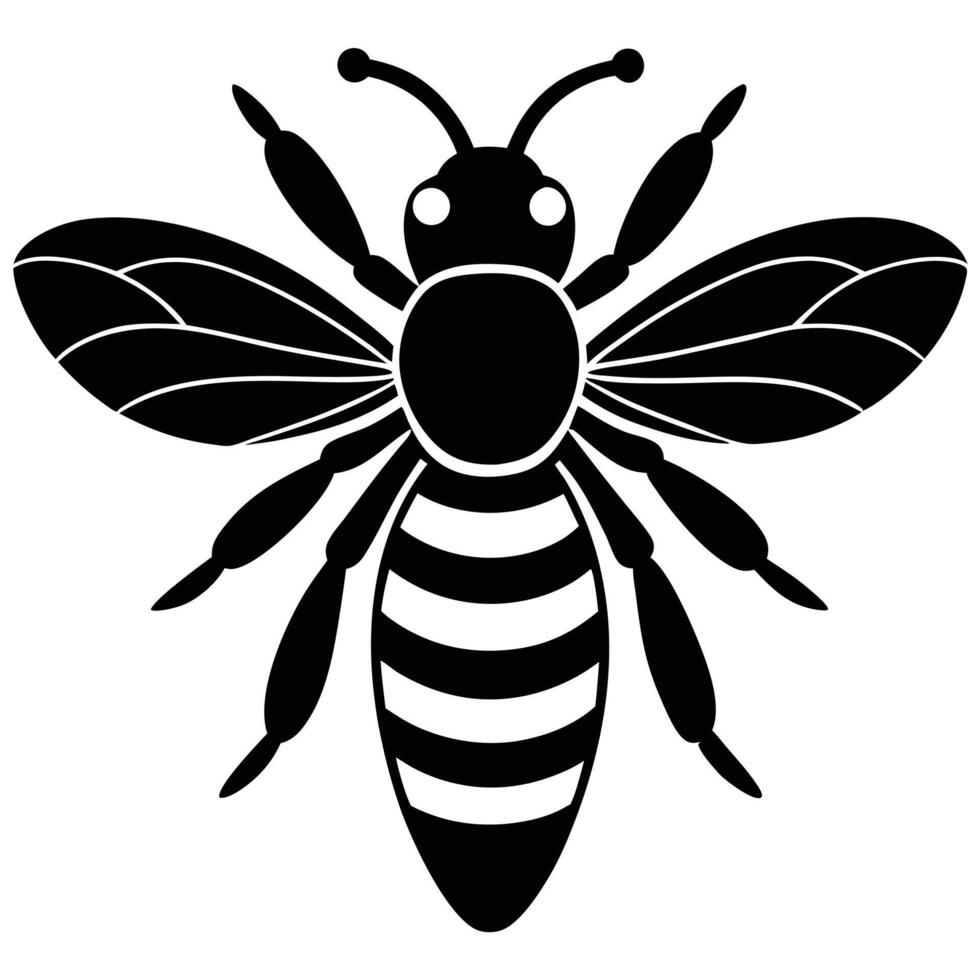 Black And White Bee Icon Simple Insect Illustration vector