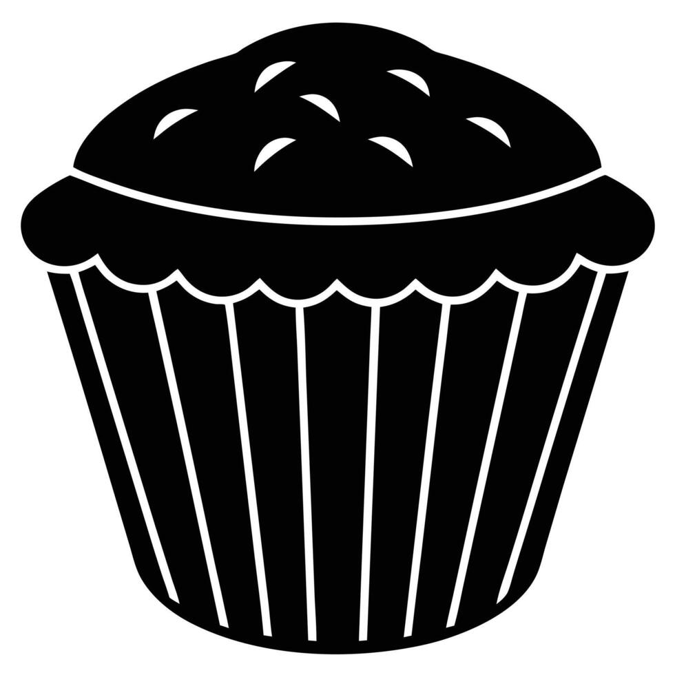 Black And White Simple Cupcake Design Illustration vector