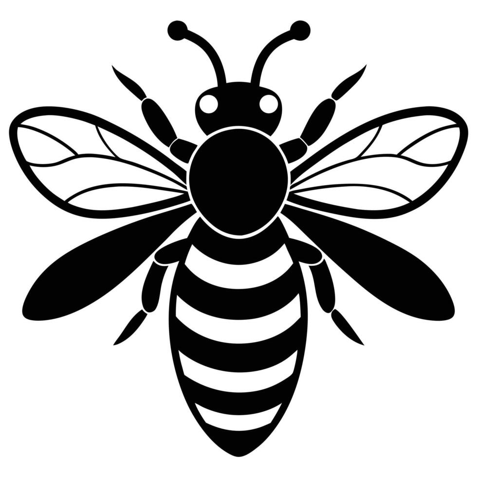Simple Black And White Bee Icon Illustration Design vector