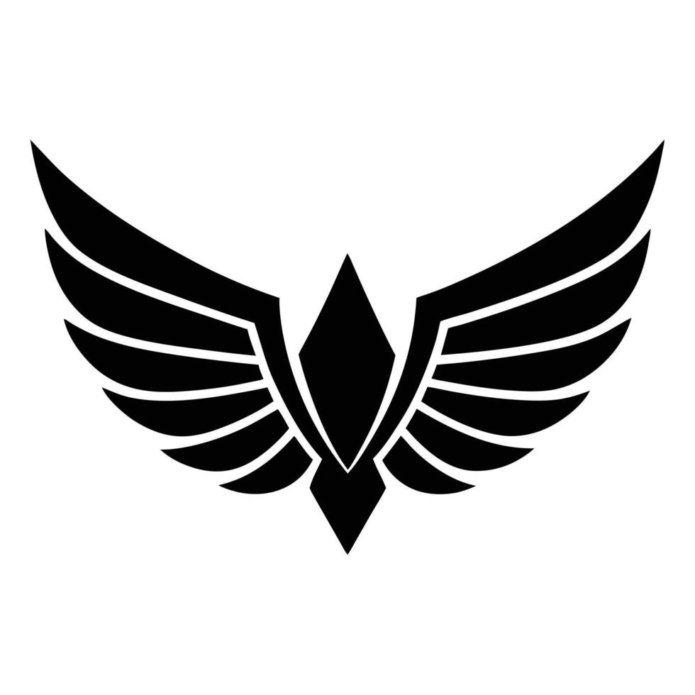 Winged Crest Logo Design In Black Silhouette vector