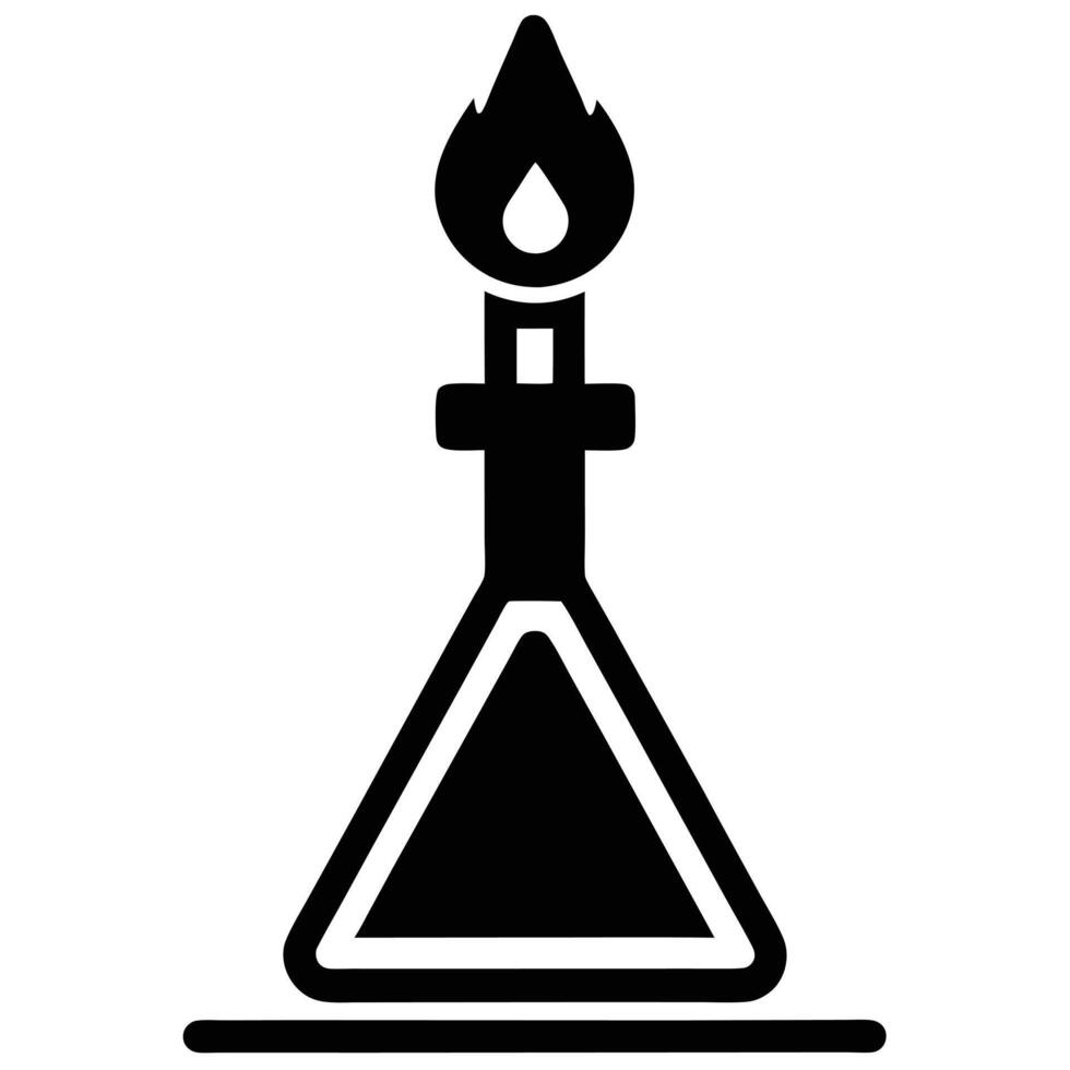 Black And White Bunsen Burner Lab Icon vector