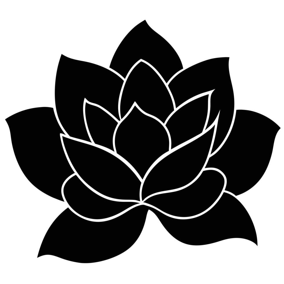 Lotus Flower Black Silhouette Illustration Isolated Artwork vector