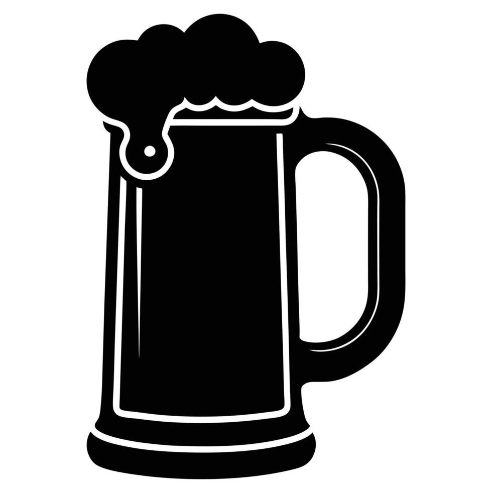 Black Silhouette Of A Beer Mug With Foam vector