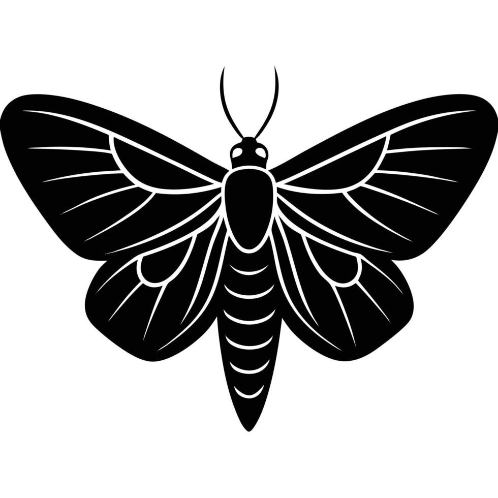 Elegant Black Moth Silhouette Isolated Illustration vector