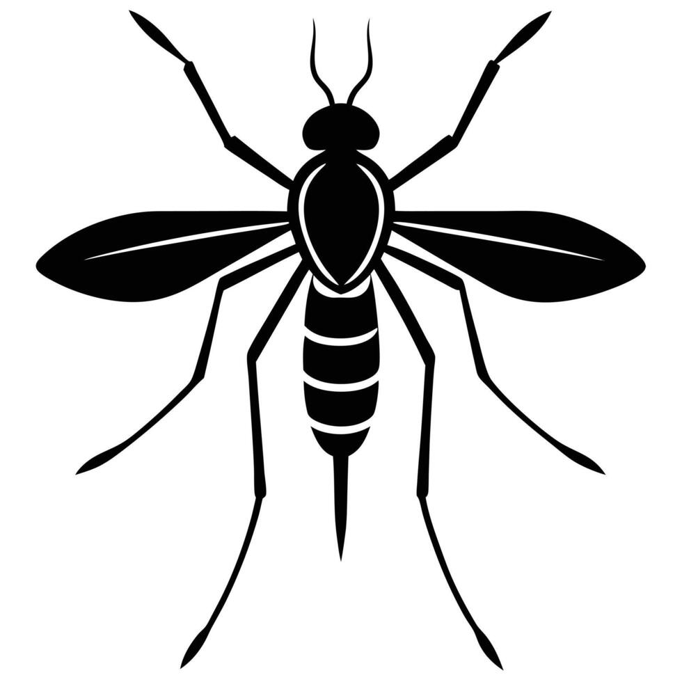 Mosquito Insect Silhouette Image Illustration Minimalist Style Design vector