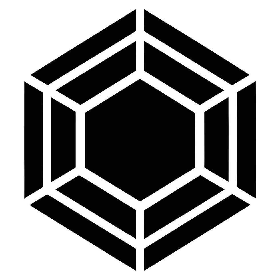 Hexagon Geometric Shape Abstract Icon With White Outline vector