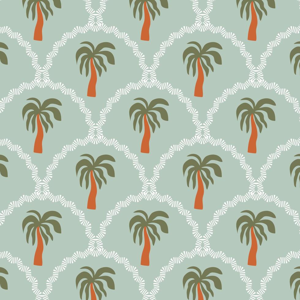 Pattern with palm tree in retro style. vector