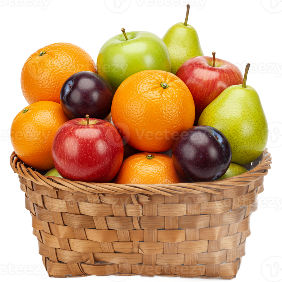 Fruit basket filled with fresh selections for a healthy diet png
