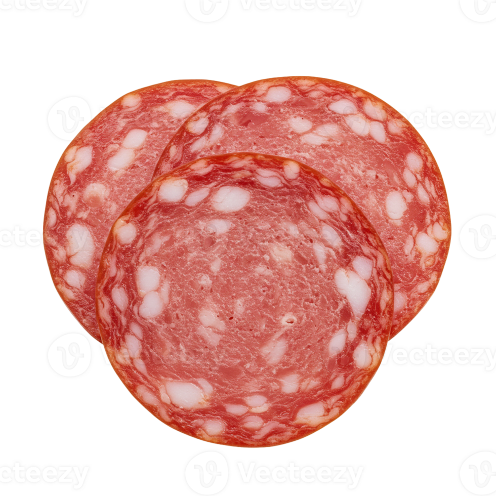 Slices of sausage ansalami perfect for sandwiches and charcuterie boards. png