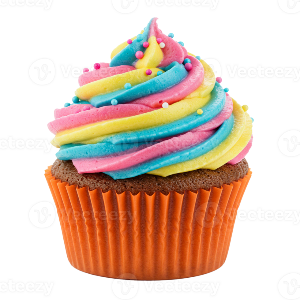 Delicious cupcake topped with frosting for dessert lovers and celebrations png